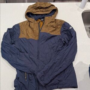 Kuhl Men's Navy and Tan Hooded Windbreaker